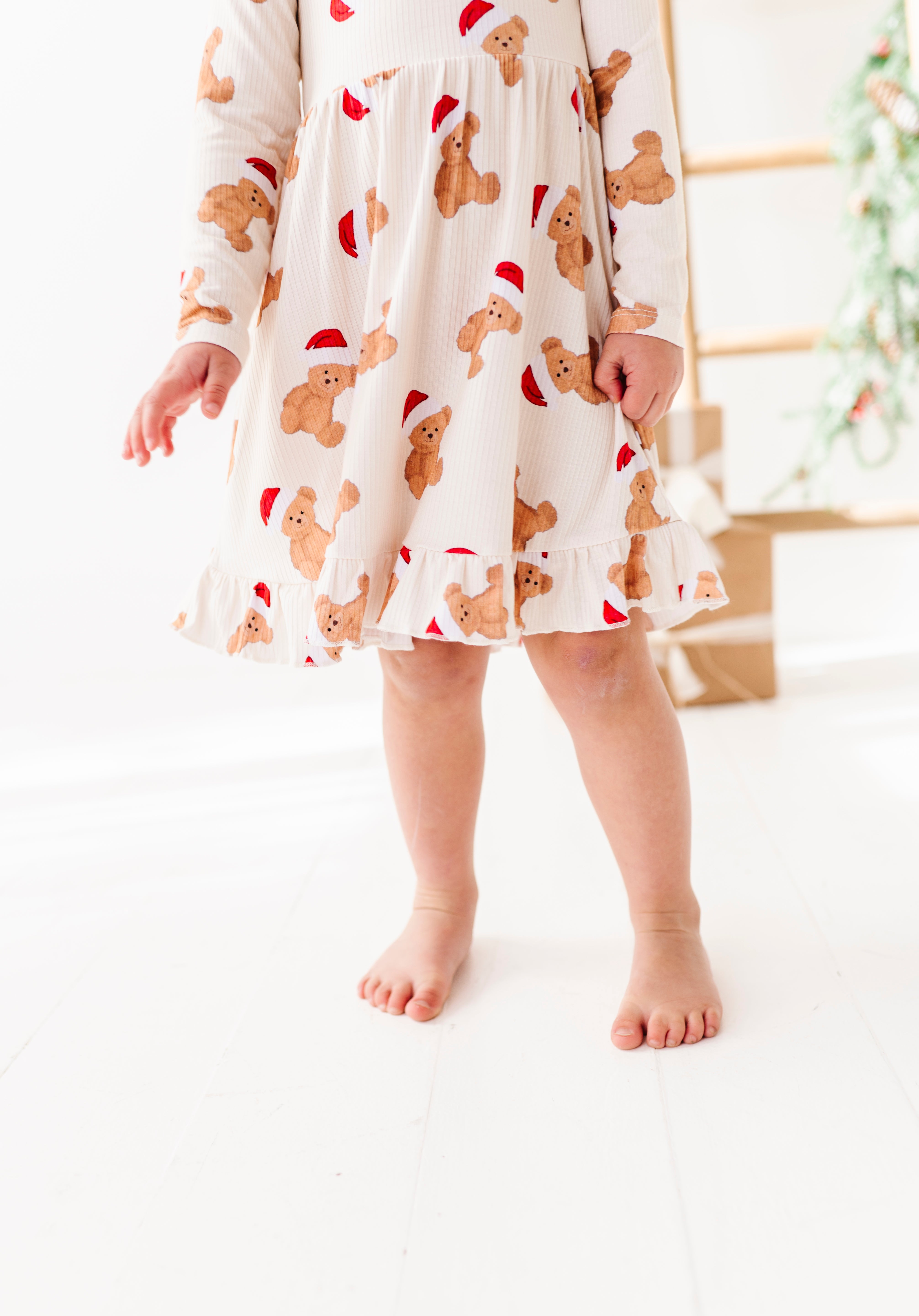 Santa Bear Girls Twirl Dress
