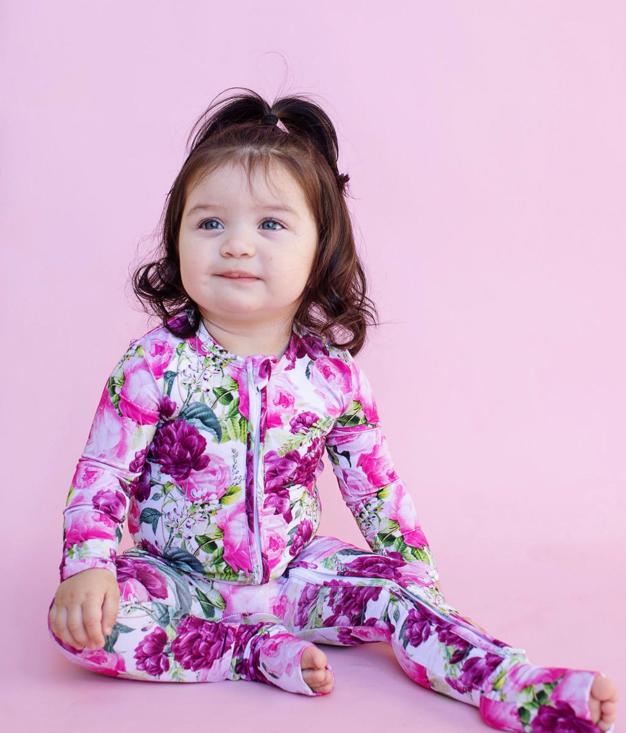 Purple Rose Garden Zipper Onesie