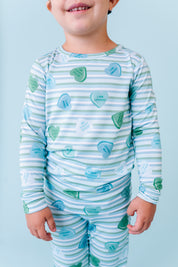 LPC X Daryl-Ann Denner Blue Stripe Affirmation Heart Two Piece Pajama Set - PREORDER Ships in January