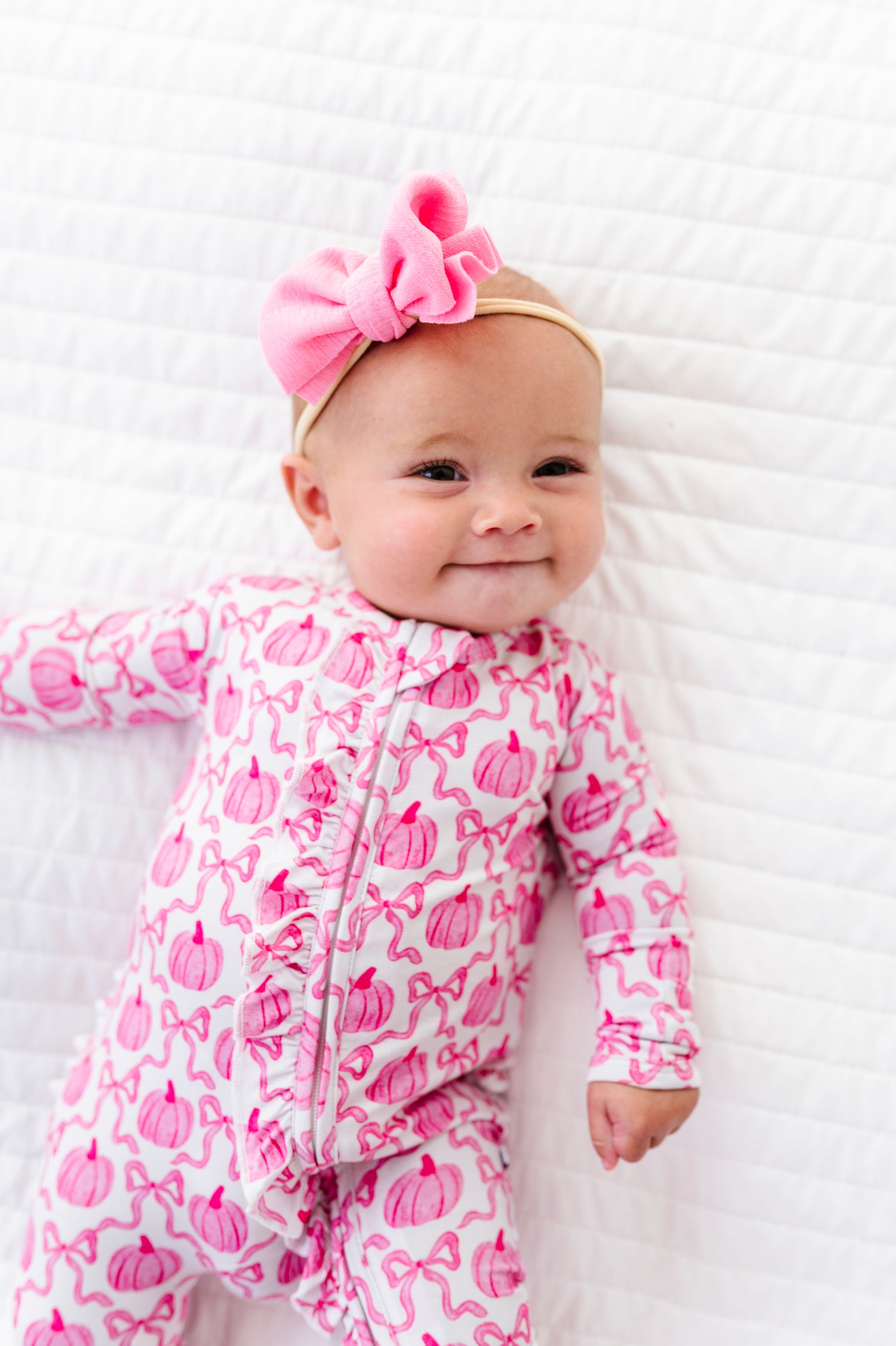 Pumpkin Bows Zipper Onesie