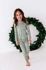 Green Gingham Two Piece Pajama Set