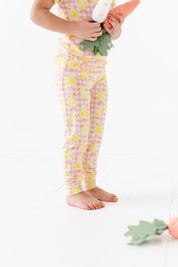 Chick Pink Gingham Short Sleeve Long Pant