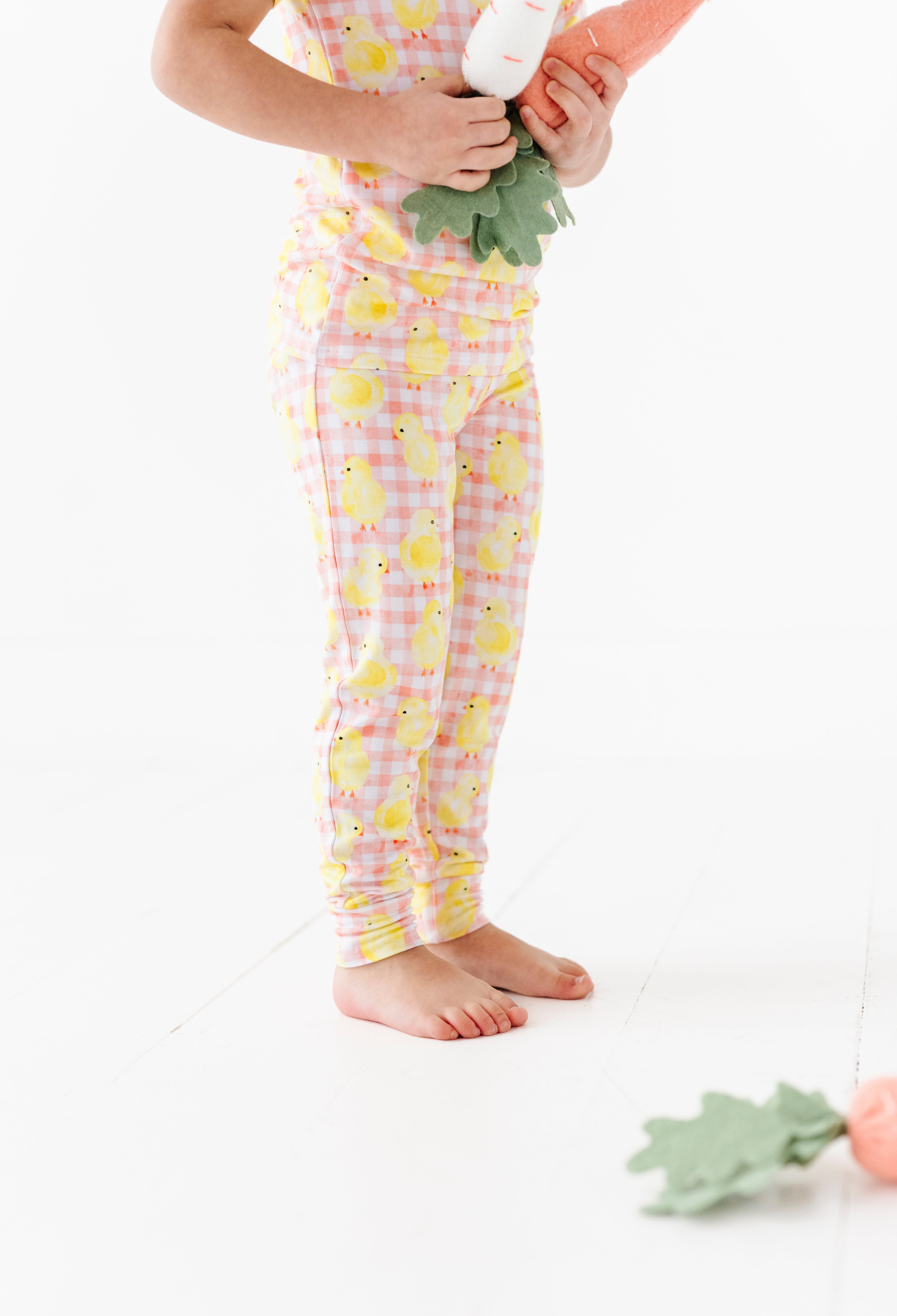 Chick Pink Gingham Short Sleeve Long Pant