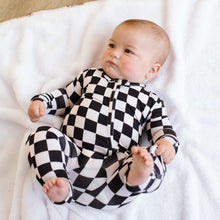 Load image into Gallery viewer, Black &amp; White Checks Convertible Onesie
