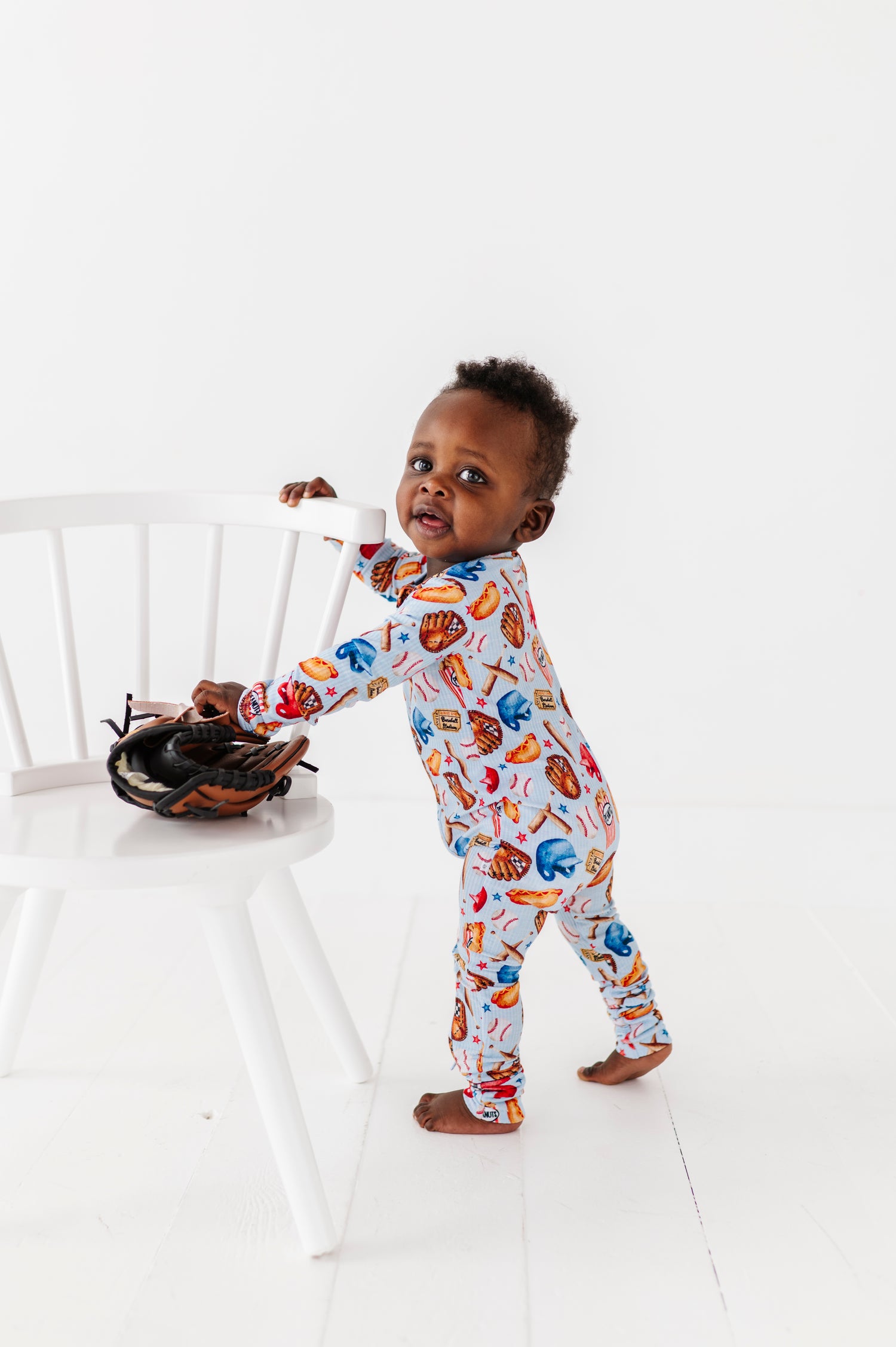Ribbed Baseball Zipper Onesie