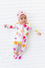 Hawaiian Flowers Zipper Onesie