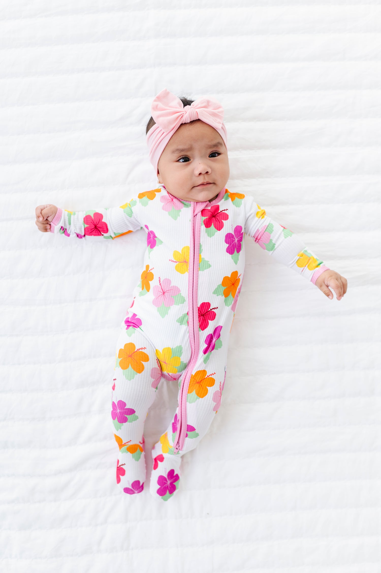 Hawaiian Flowers Zipper Onesie