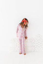 Pink Snowman Girls Flare Lounge Set