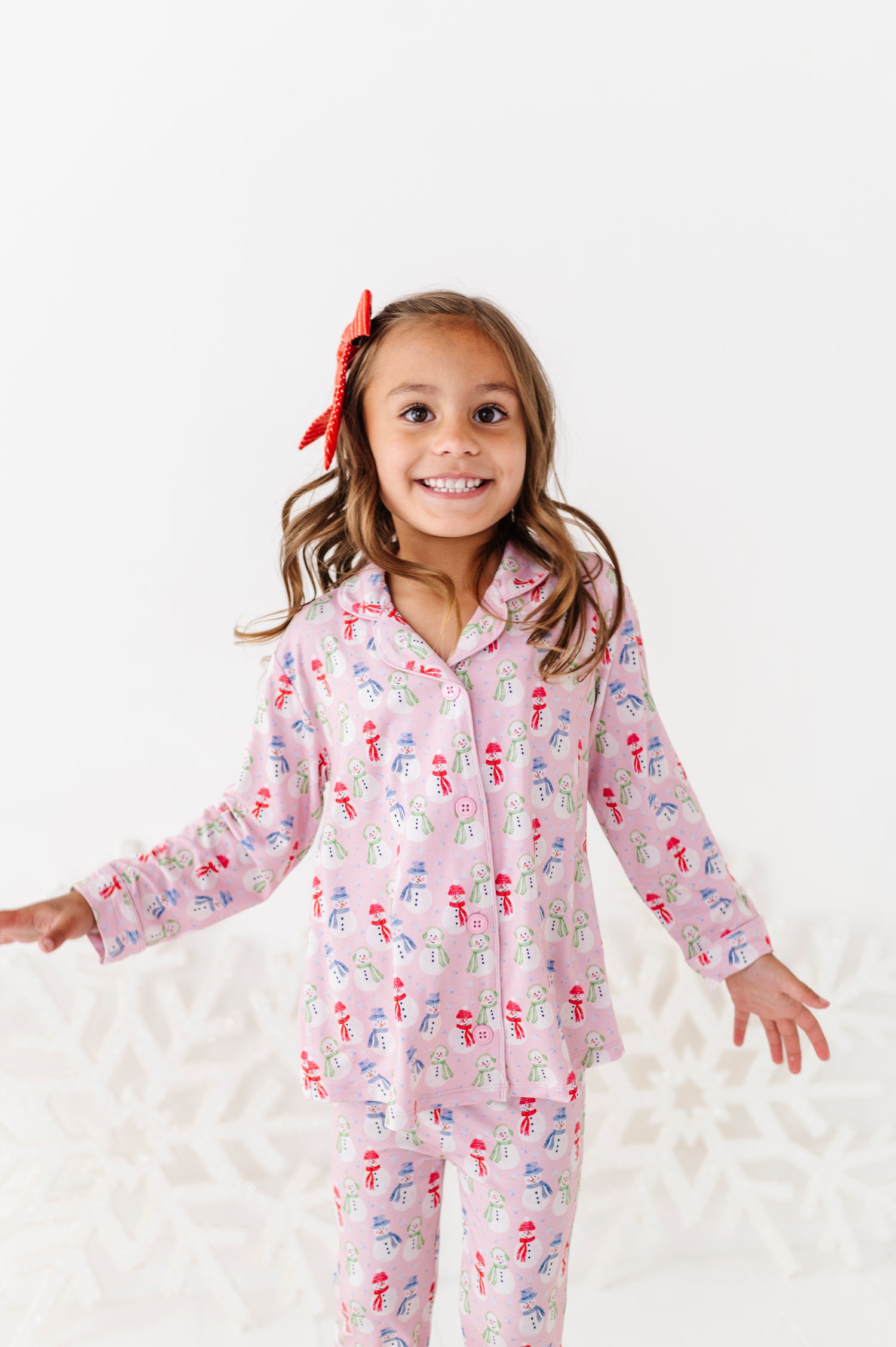 Pink Snowman Girls Flare Lounge Set