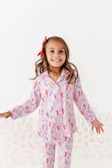Pink Snowman Girls Flare Lounge Set