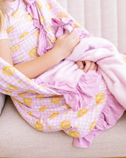 Pink Gingham Pumpkin Plush Blanket