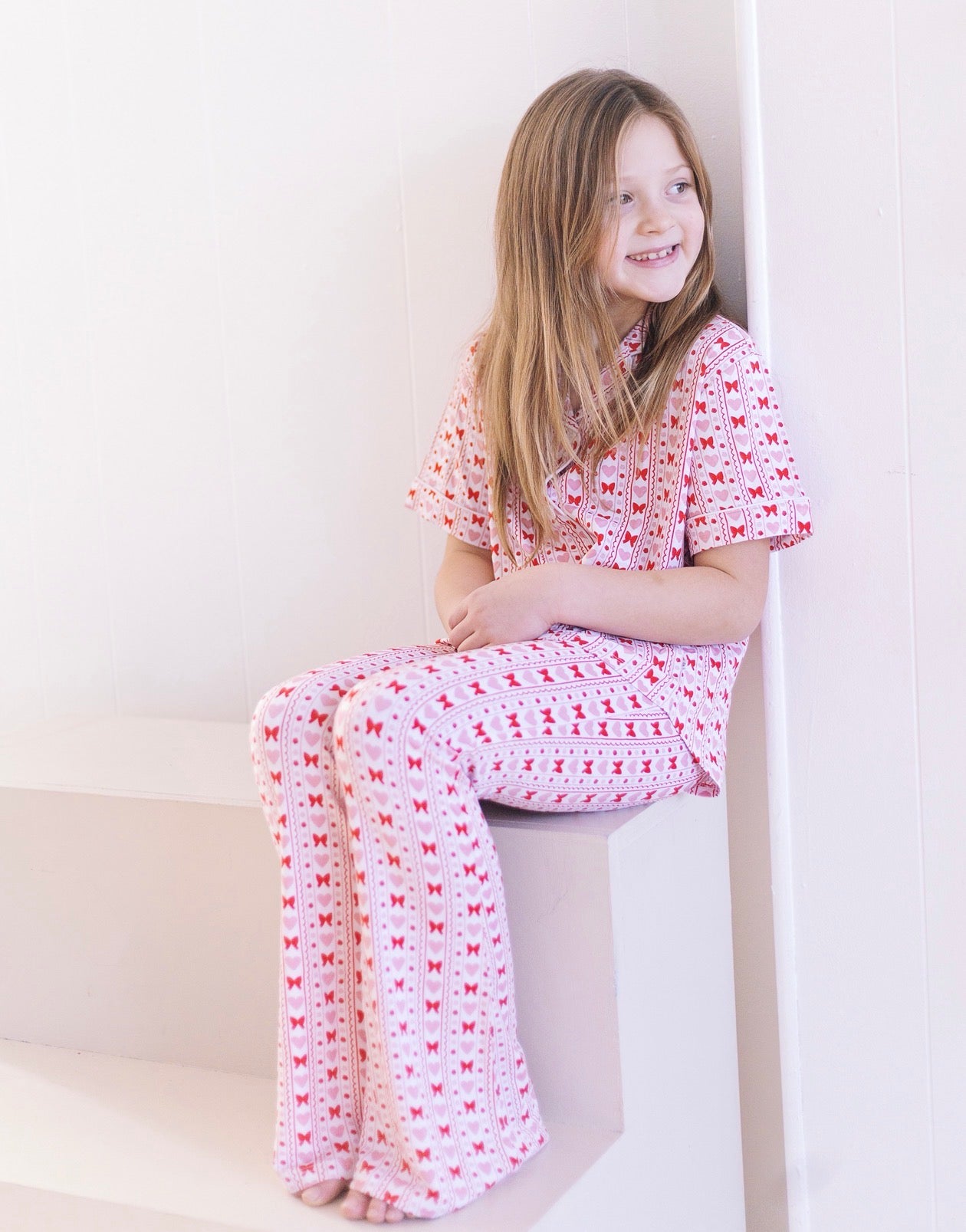 Heart and Bow Girls Flare Lounge Set
