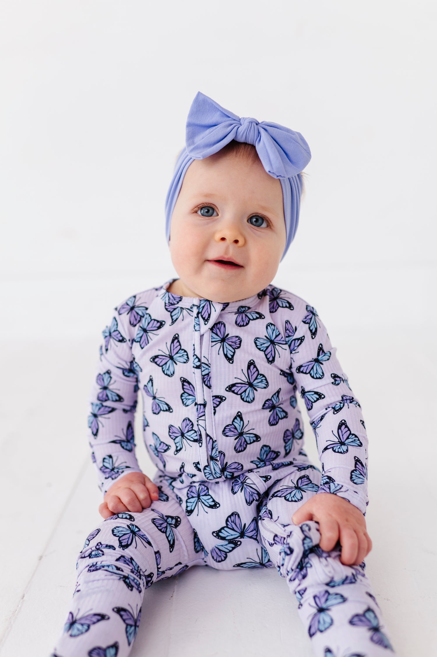 Purple Butterfly Zipper Onesie