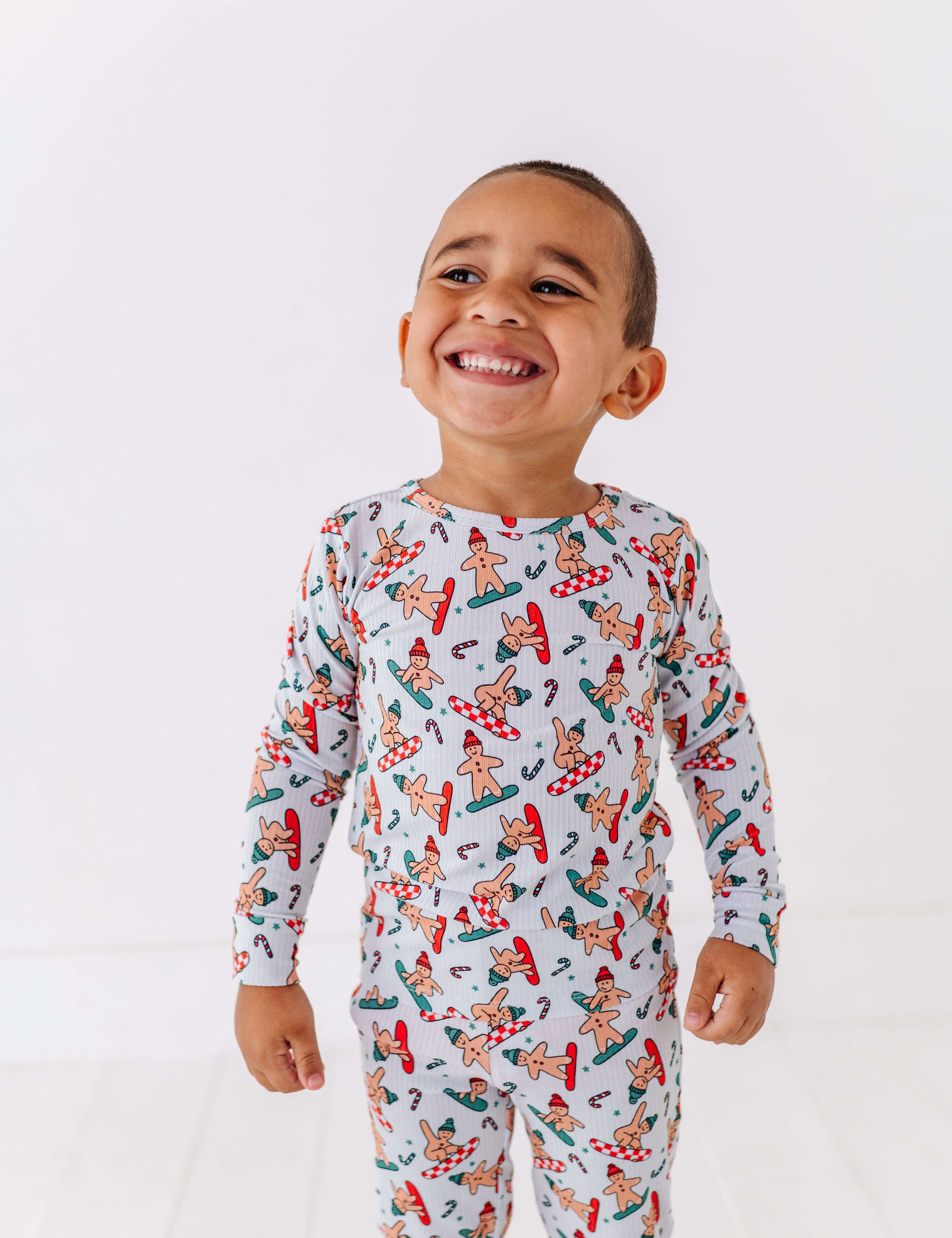 Snowboarding Gingerbread Two Piece Pajama Set