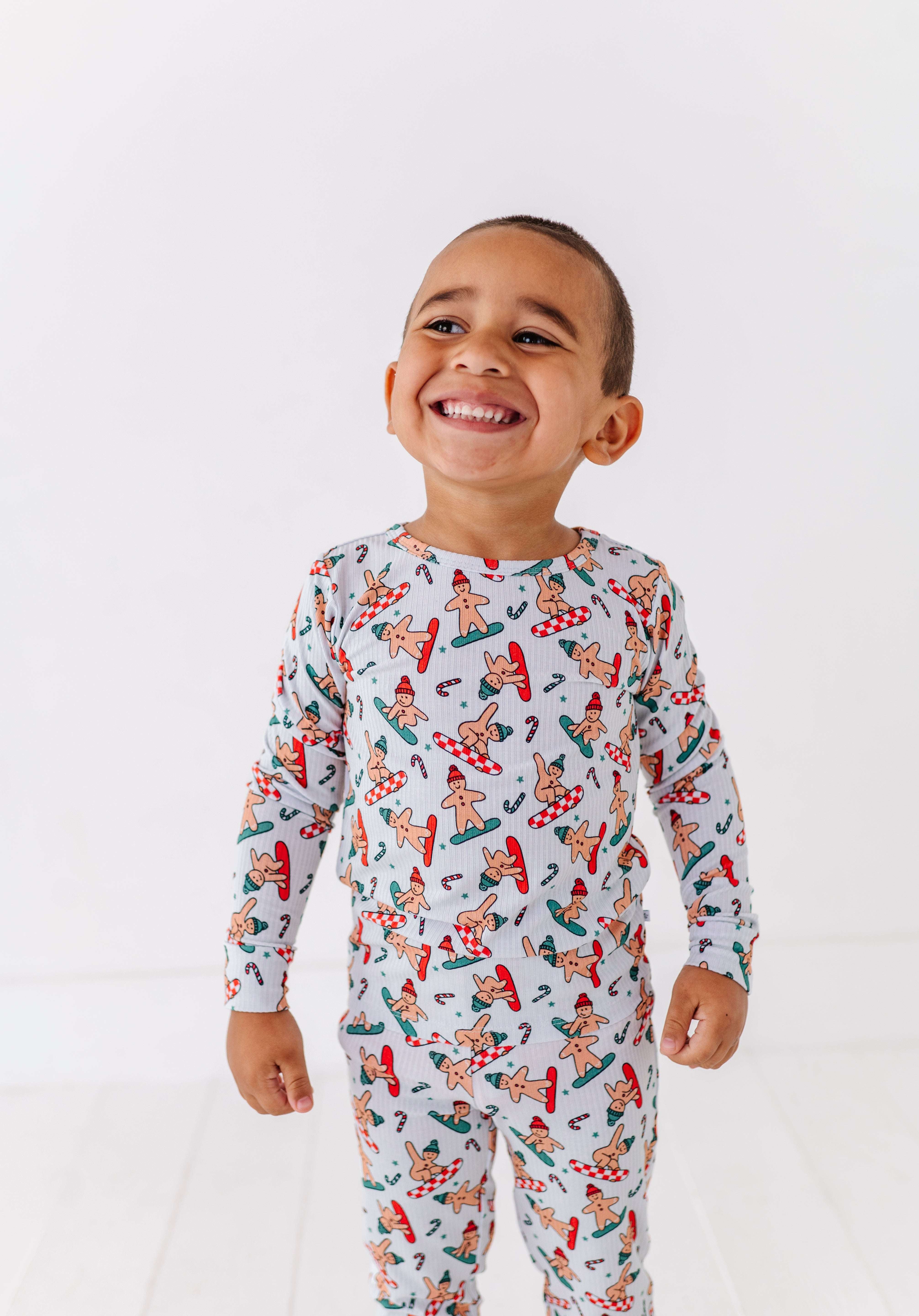 Snowboarding Gingerbread Two Piece Pajama Set