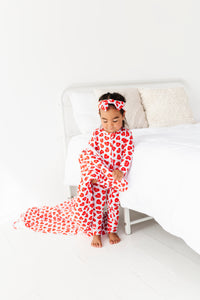 Red Affirmation Heart Footed Convertible Foot Onesie