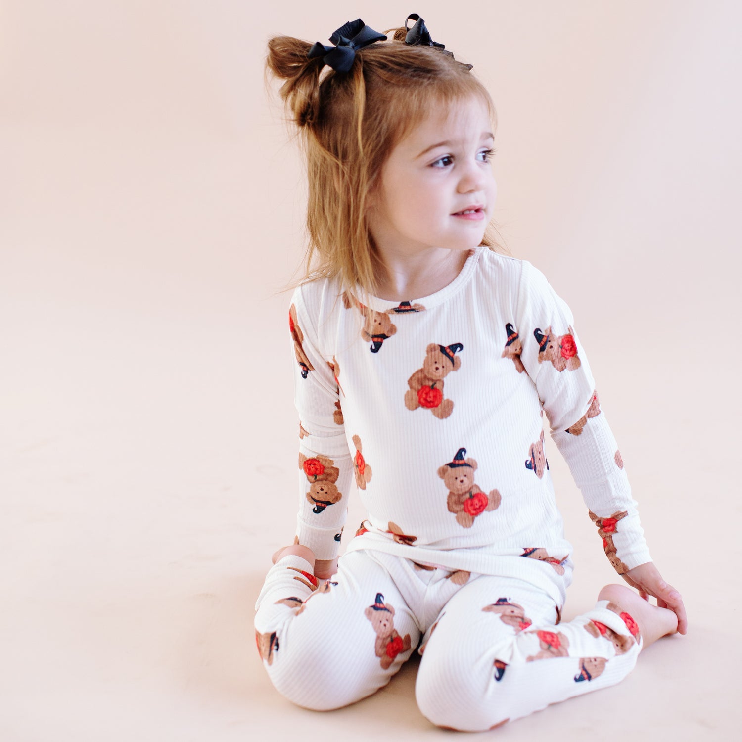 Halloween Bear Ribbed Two Piece Pajama Set