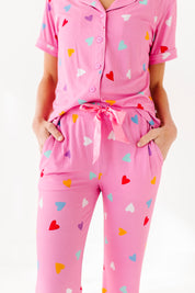 Colorful Hearts Ribbed Women's Flare Set
