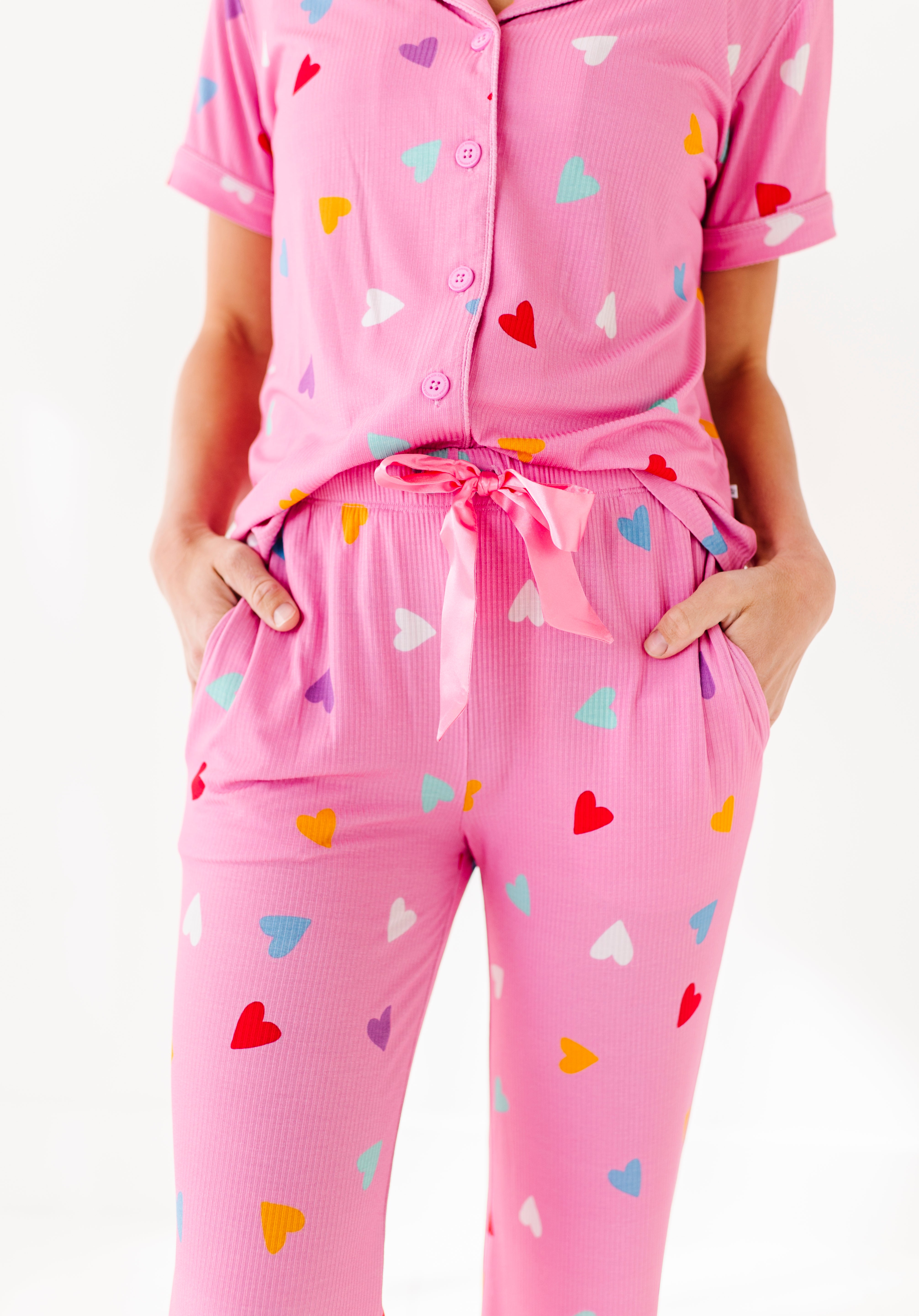 Colorful Hearts Ribbed Women's Flare Set