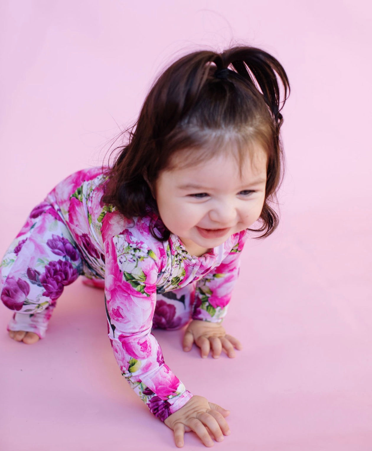 Purple Rose Garden Zipper Onesie
