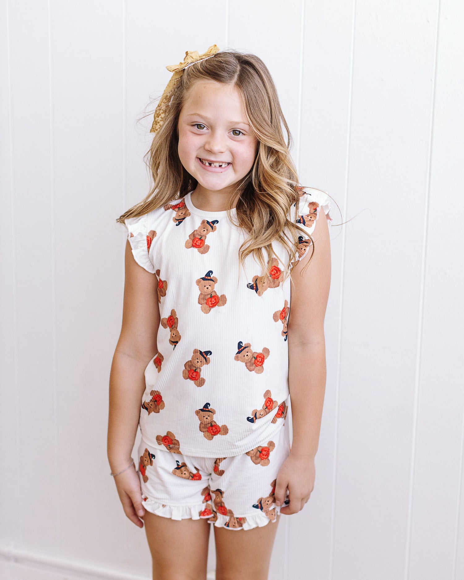 Halloween Bear Ruffle Short Set