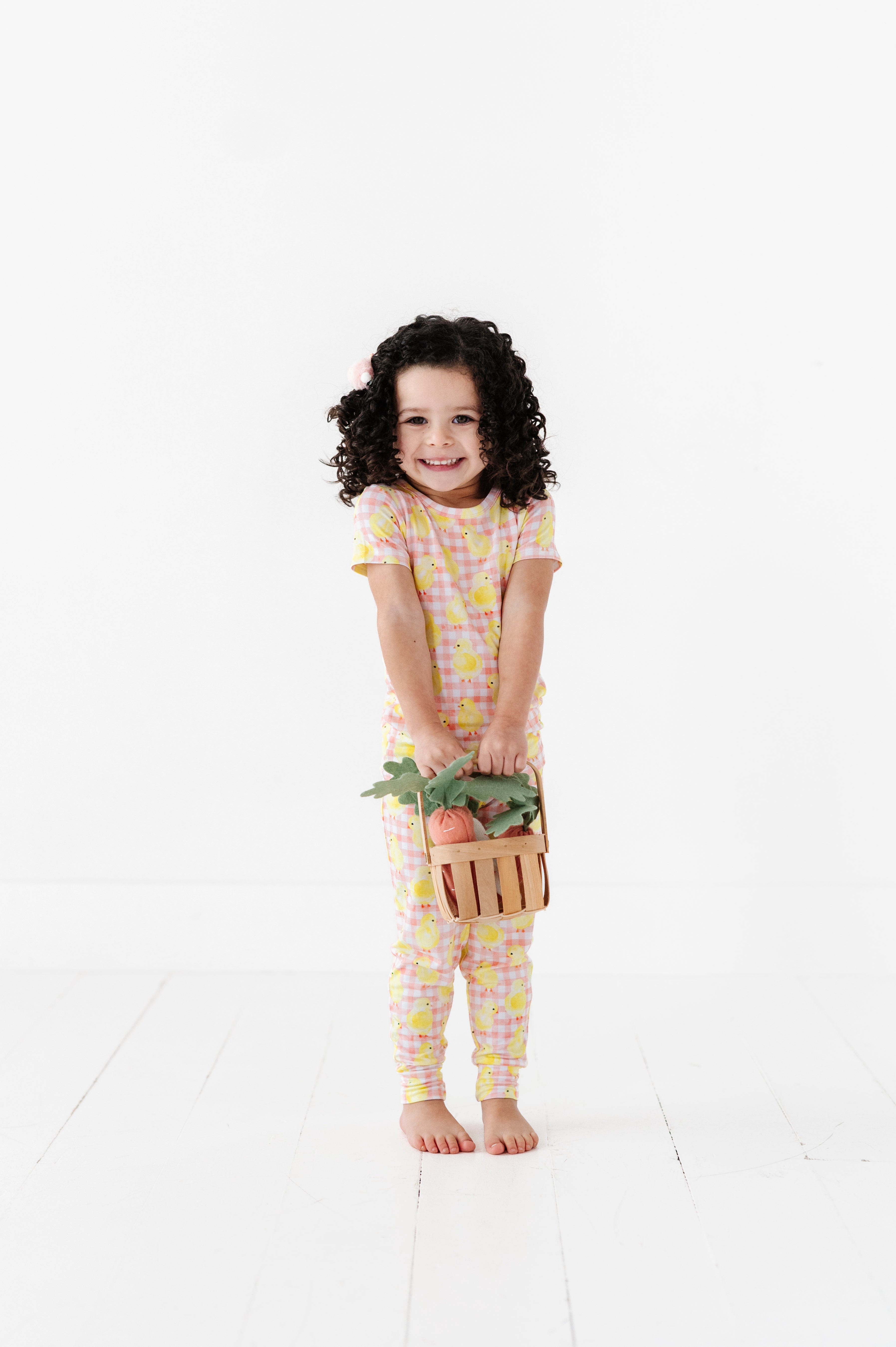 Chick Pink Gingham Short Sleeve Long Pant