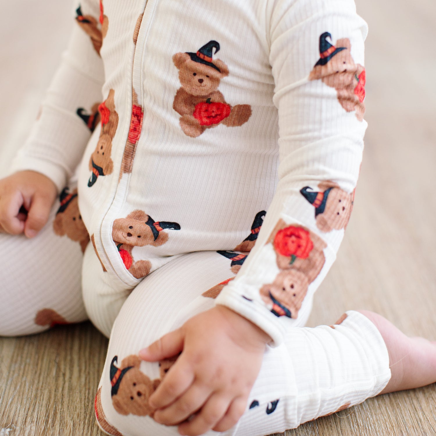 Halloween Bear Ribbed Zipper Onesie