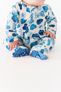 Blue Affirmation Heart Footed One piece