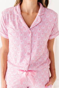 Pink Bow and Checks Women's Flare Set