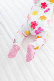 Hawaiian Flowers Zipper Onesie