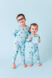 LPC X Daryl-Ann Denner Blue Stripe Affirmation Heart Two Piece Pajama Set - PREORDER Ships in January