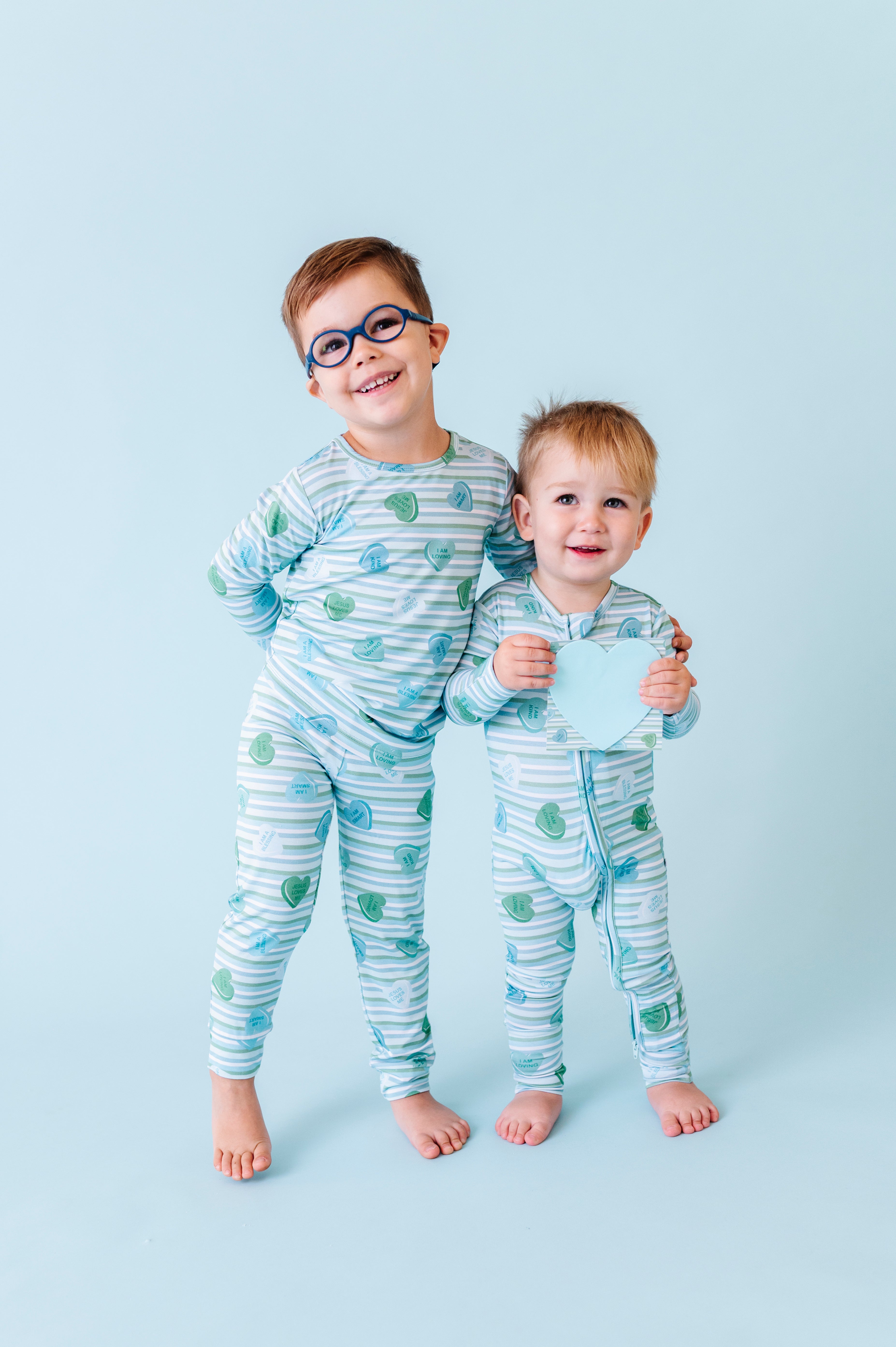 LPC X Daryl-Ann Denner Blue Stripe Affirmation Heart Two Piece Pajama Set - PREORDER Ships in January