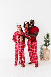 Red Plaid Mens Pajama Set