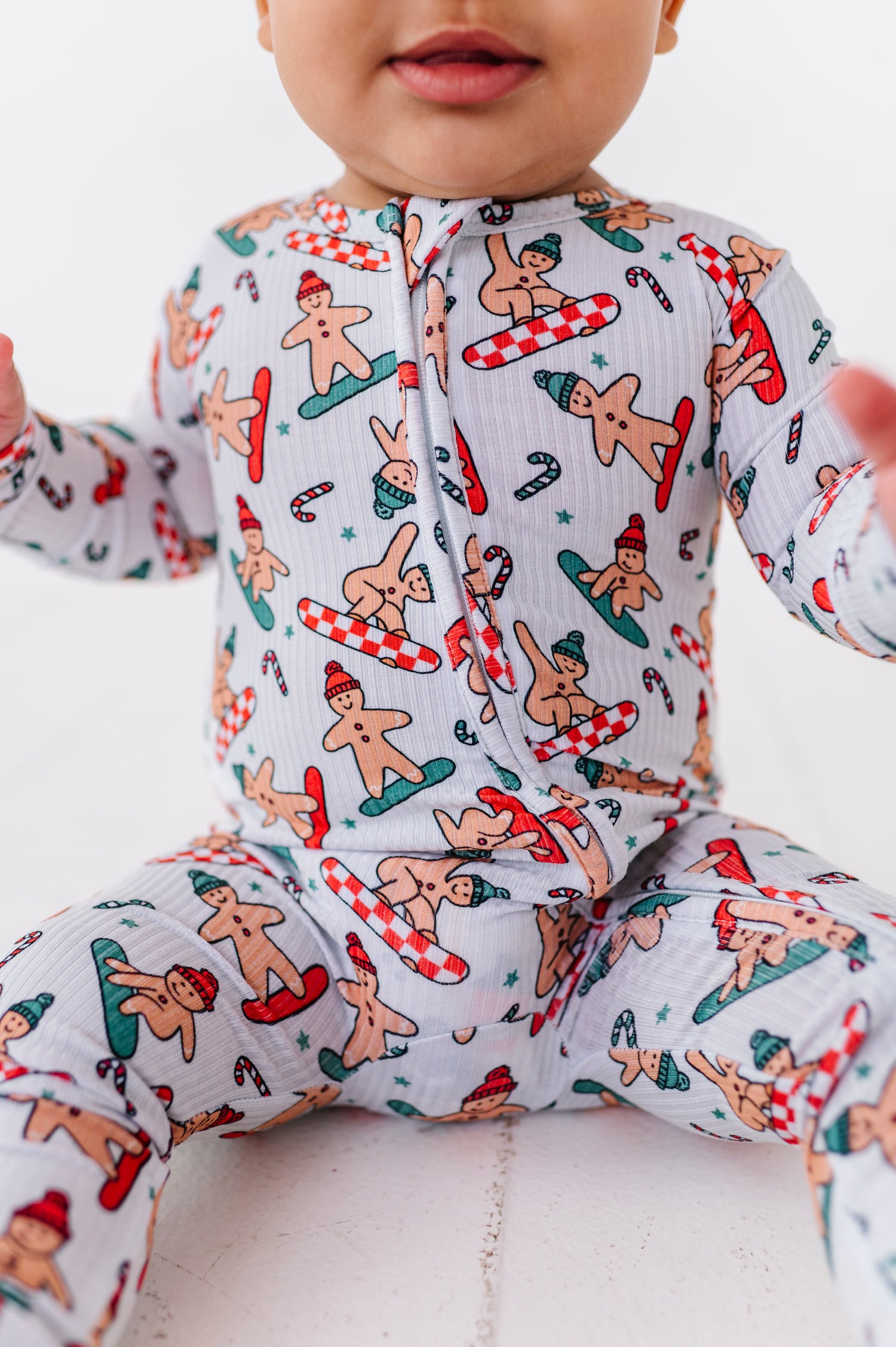 Snowboarding Gingerbread Zipper Onesie