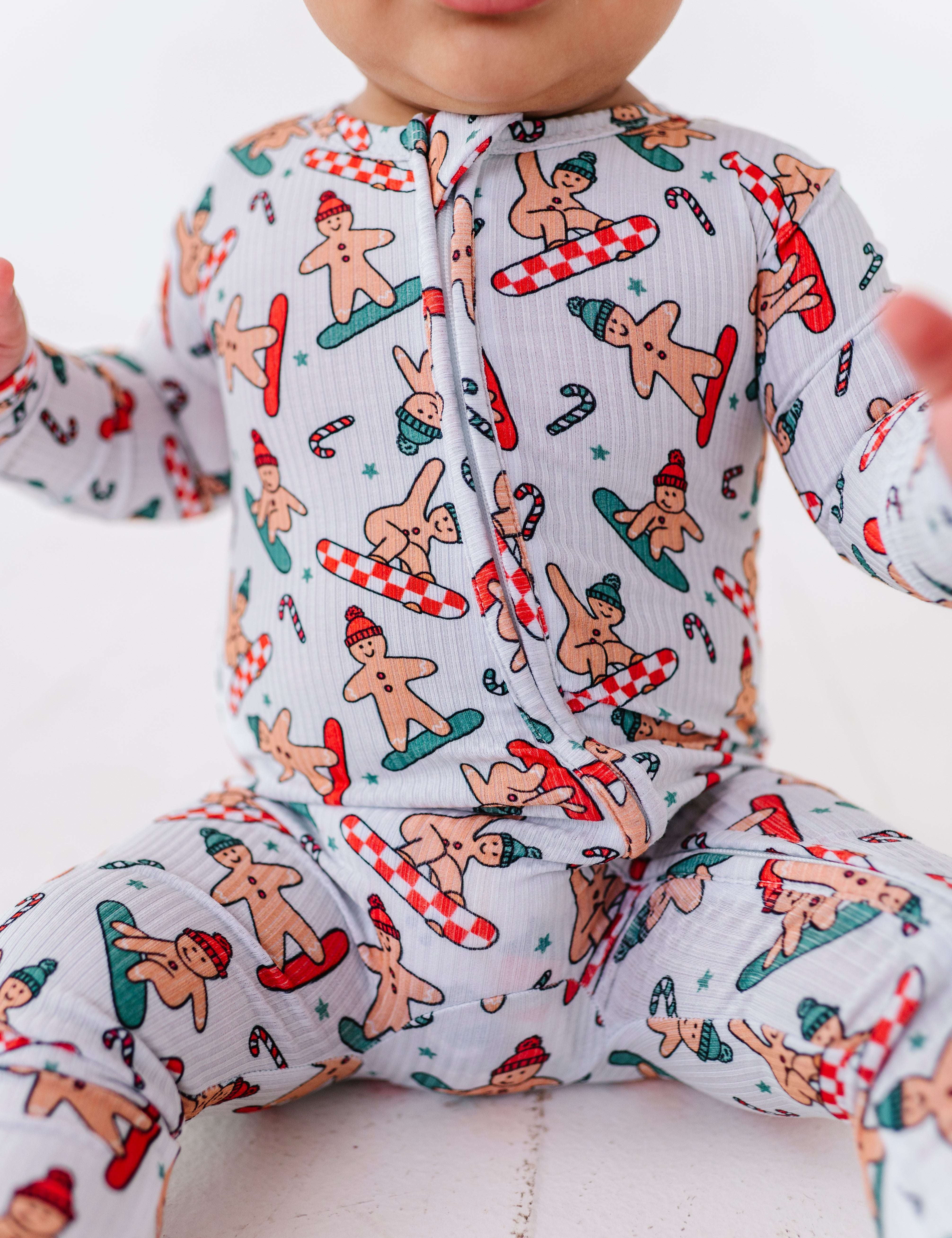 Snowboarding Gingerbread Zipper Onesie