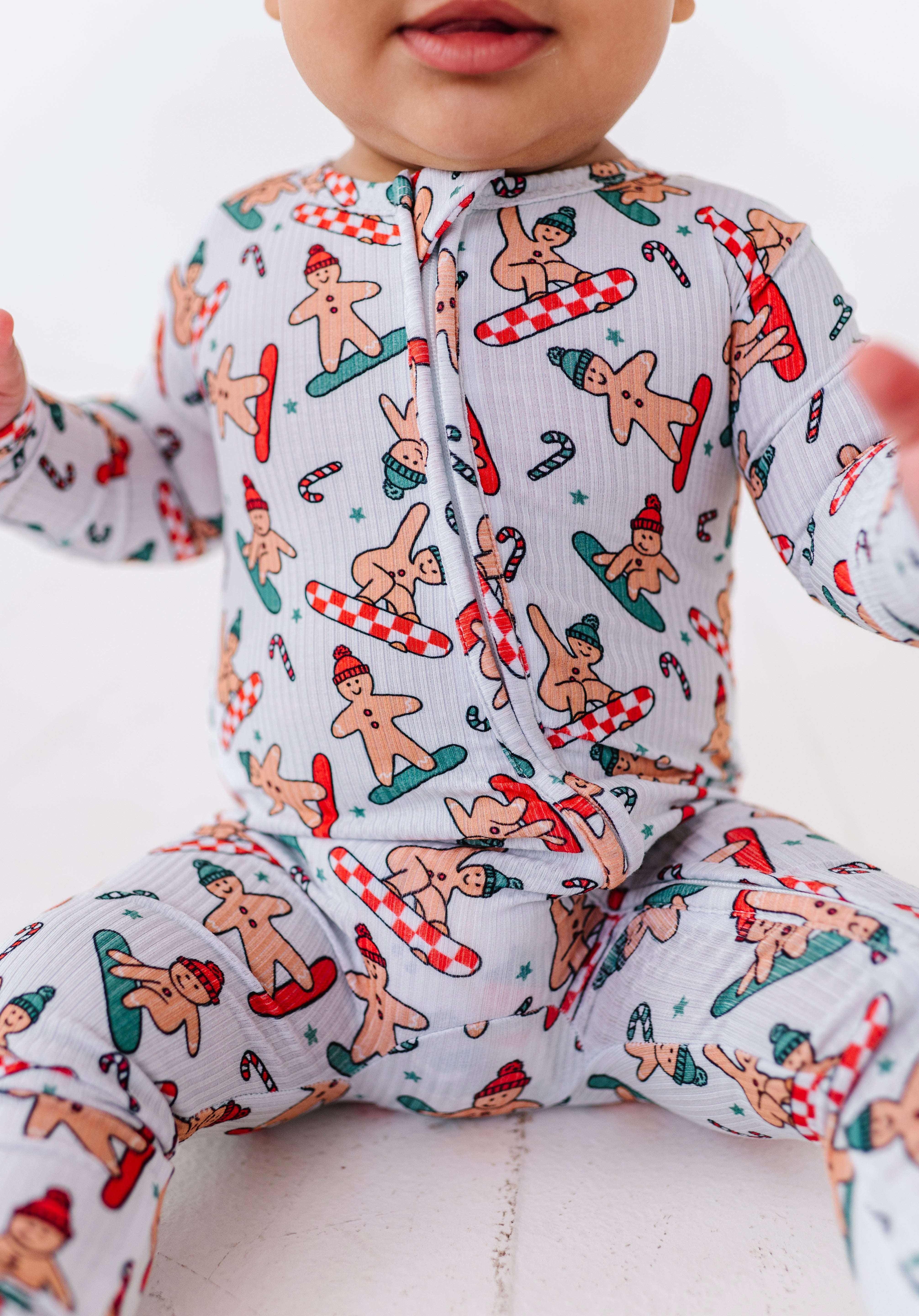 Snowboarding Gingerbread Zipper Onesie