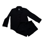 Black Ribbed Women's Short Set