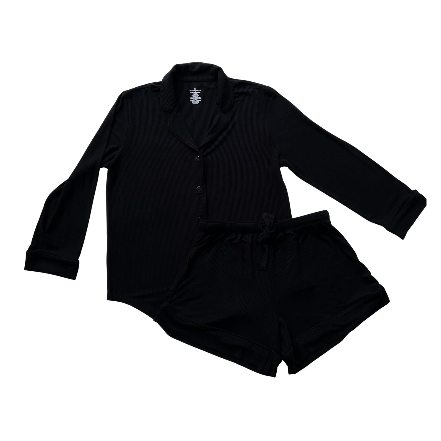 Black Ribbed Women's Short Set