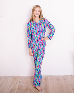 Colorful Pine Trees Girls Flare Lounge Set