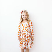 Tan Floral Ribbed Dress