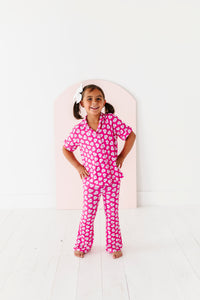 Pink Affirmation Heart Girls Flare Lounge Set