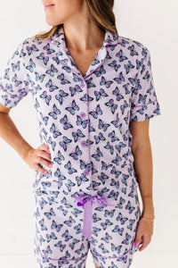 Purple Butterfly Women's Short Set