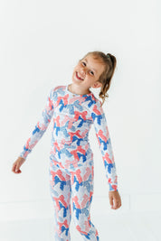 Red White Blue Bow Two Piece Pajama Set