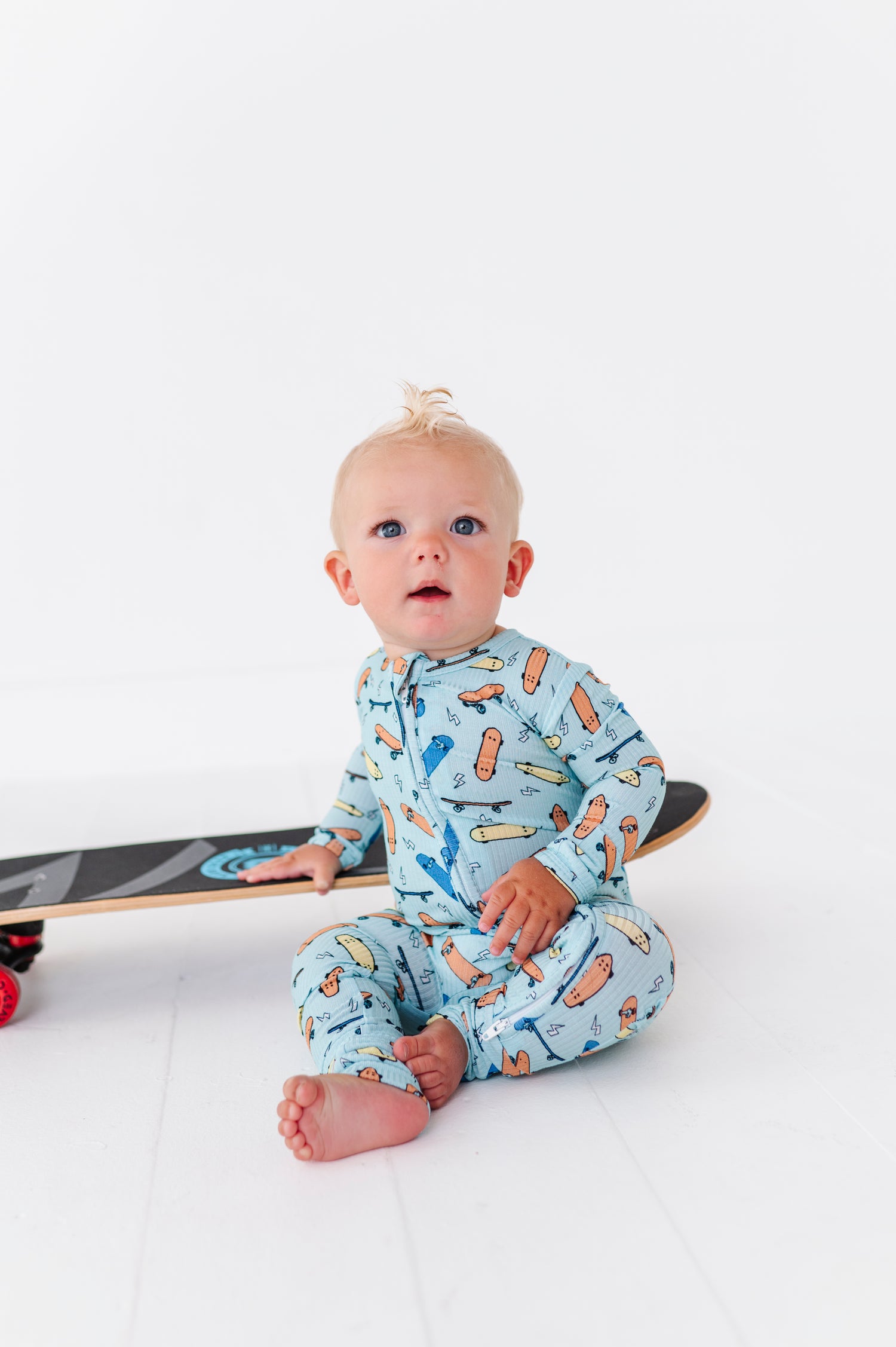 Ribbed Skateboard Ribbed Zipper Onesie