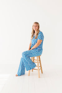 Blue Affirmation Heart Women's Flare Pajama Set