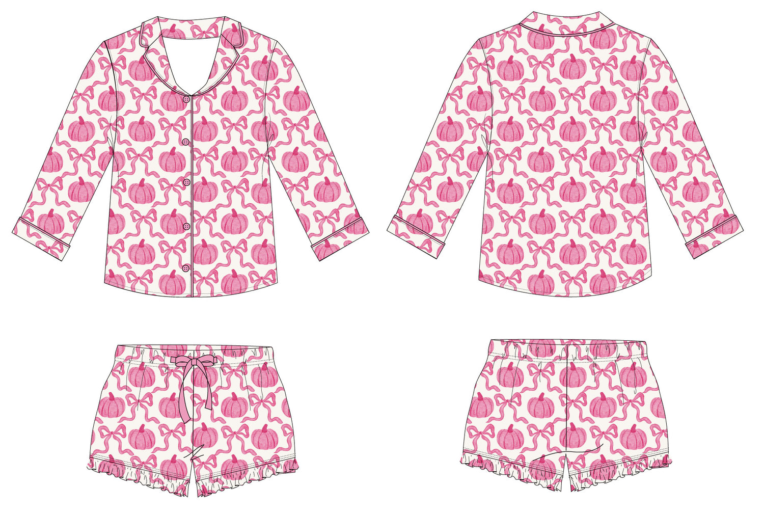 Pumpkin Bows Women's Short Set