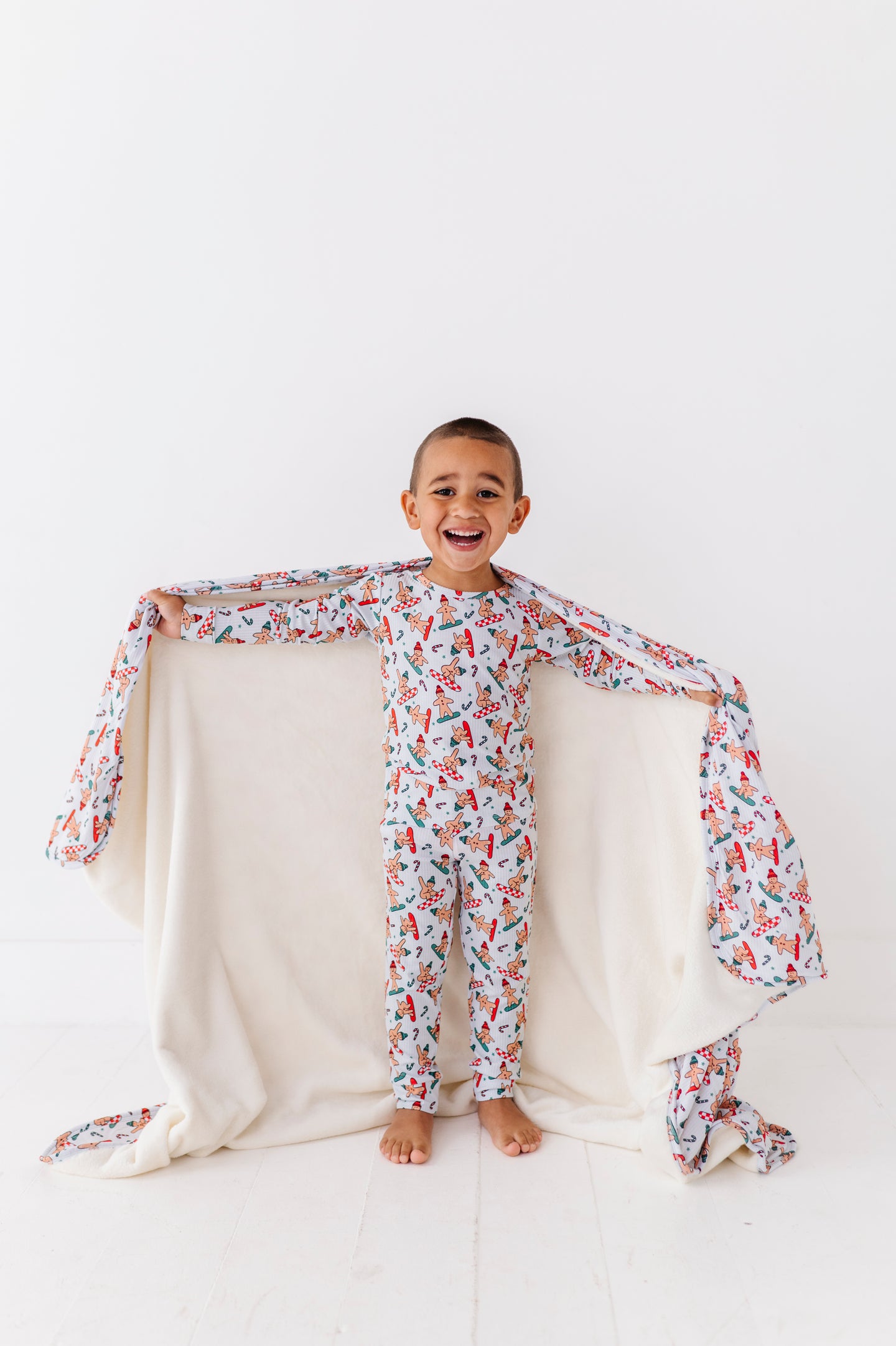 Snowboarding Gingerbread Plush Blanket