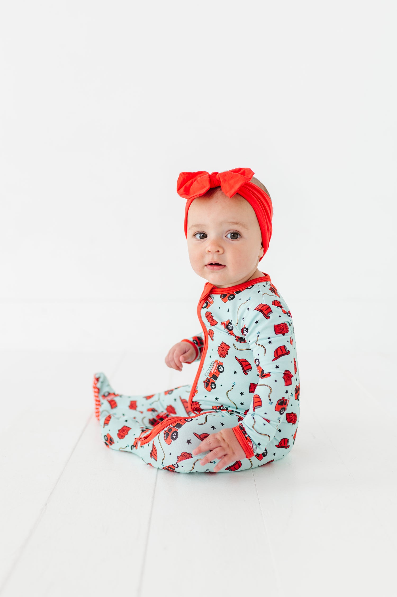 Fire Truck Zipper Onesie