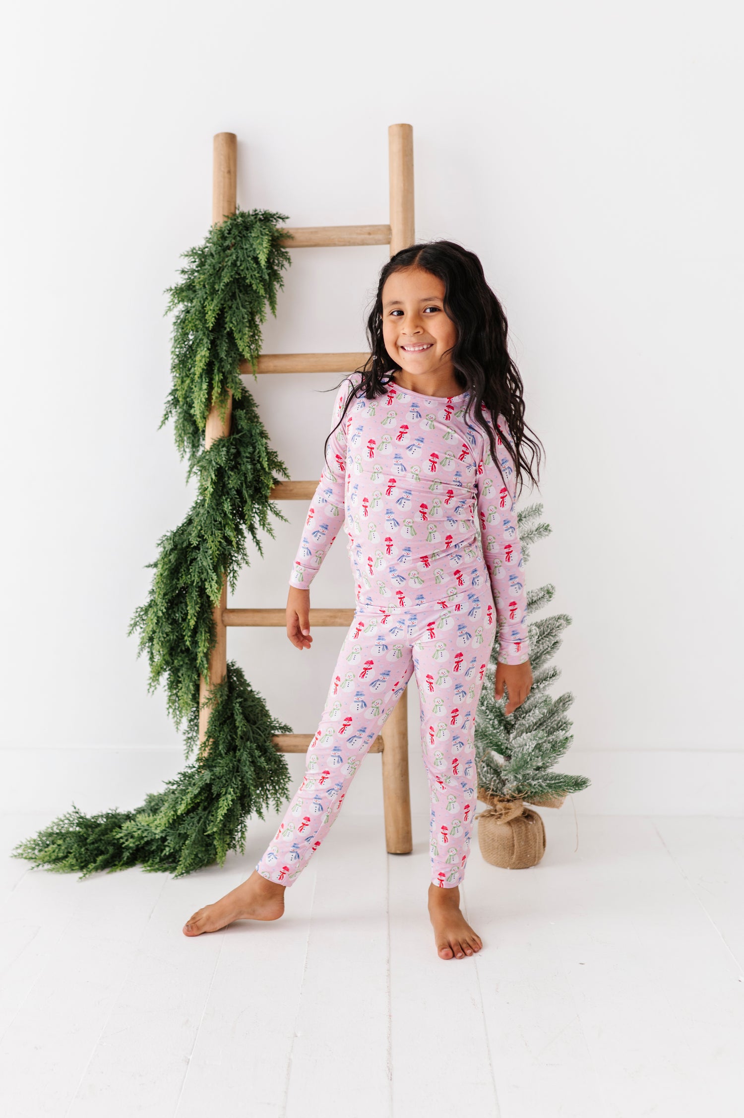 Pink Snowman Two Piece Pajama Set