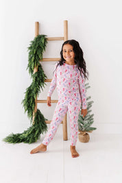 Pink Snowman Two Piece Pajama Set